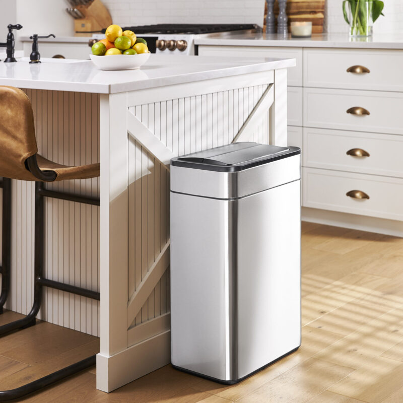 hOmeLabs 13 Gallon Automatic Trash Can for Kitchen - Stainless Steel Garbage  Can with No Touch Motion Sensor Butterfly Lid and I