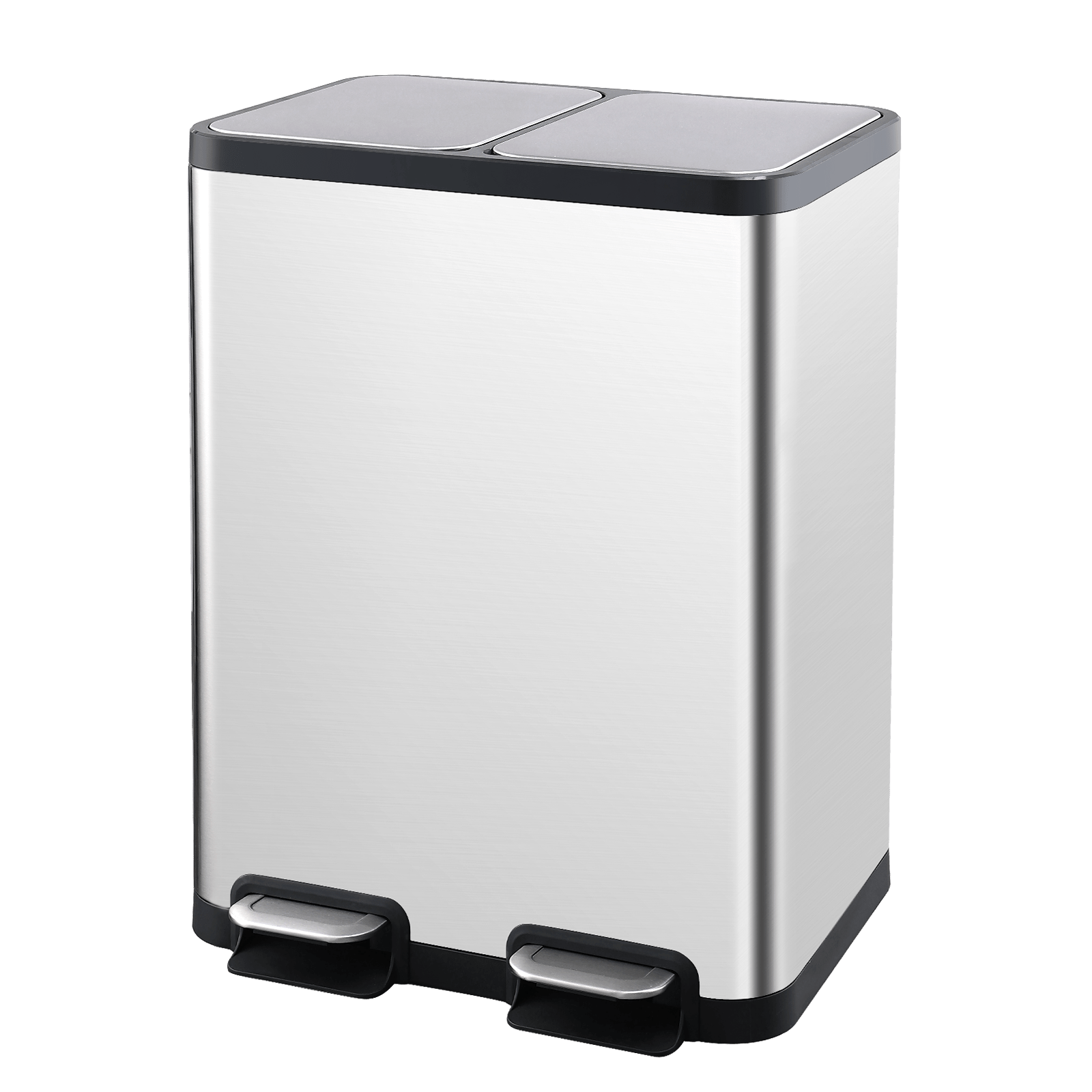 Stainless Steel Dual Kitchen Trash Can with Foot Pedal